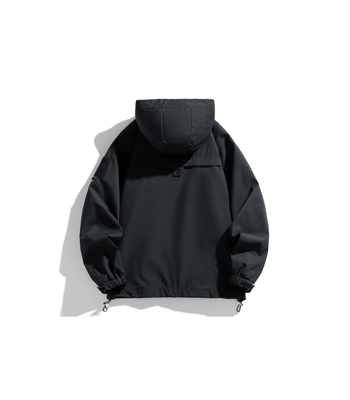 Coupe-vent hommes veste à capuche manteau à glissière Cargo imperméable noir Bomber Camping amp
