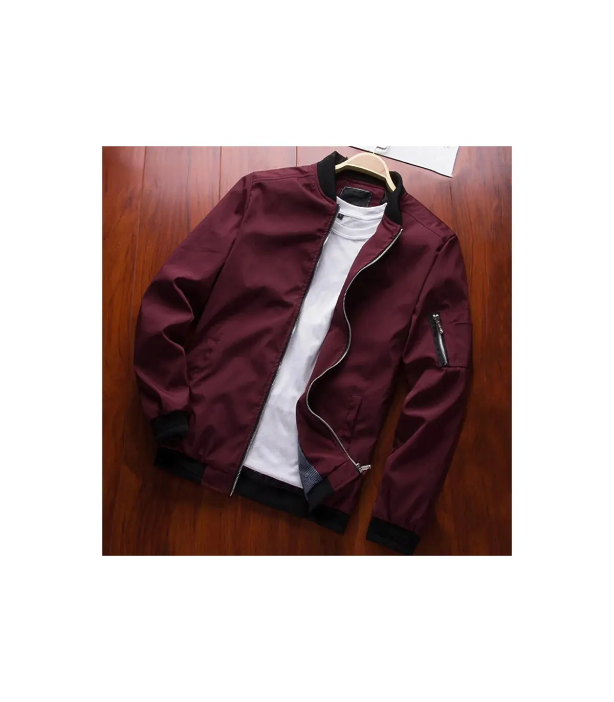 Blouson aviateur mince à manches longues pour hommes, veste d\'opérabilité, coupe-vent à fermetu