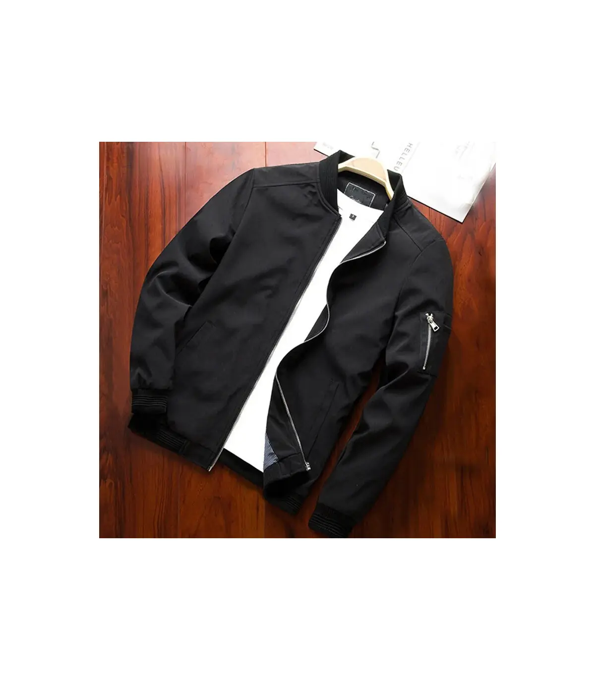 Blouson aviateur mince à manches longues pour hommes, veste d\'opérabilité, coupe-vent à fermetu