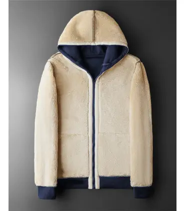 Veste à capuche en laine d\'agneau pour homme et femme, manteau chaud, manches longues, sweats à