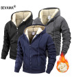 Chaqueta de invierno con cremallera para hombres, polar cálido, cortavientos, sudadera con capucha, Card.