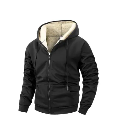 Veste d\'hiver à fermeture éclair pour hommes, polaire chaude, coupe-vent, sweat à capuche, Card