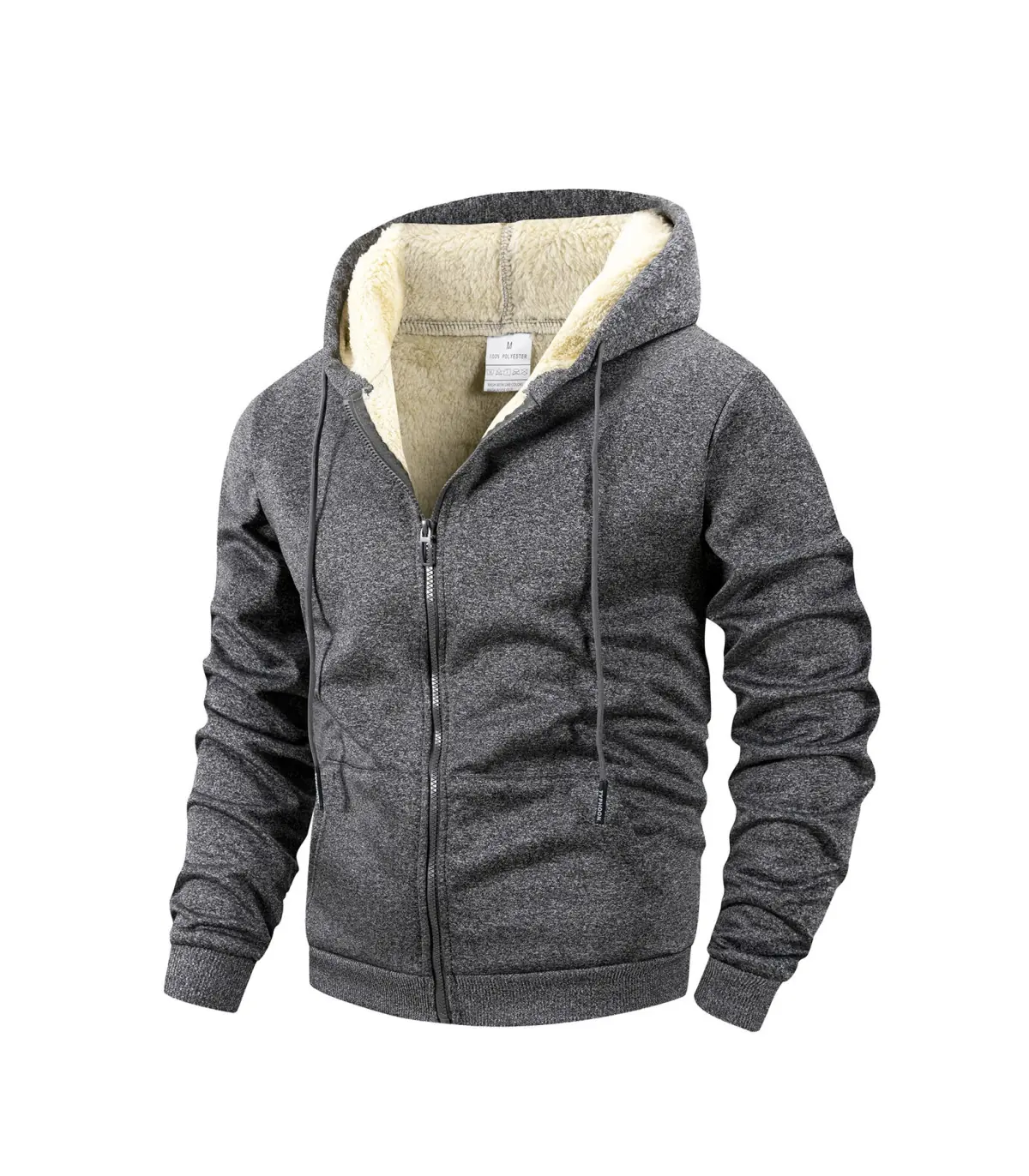 Veste d\'hiver à fermeture éclair pour hommes, polaire chaude, coupe-vent, sweat à capuche, Card