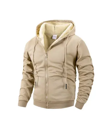 Veste d\'hiver à fermeture éclair pour hommes, polaire chaude, coupe-vent, sweat à capuche, Card