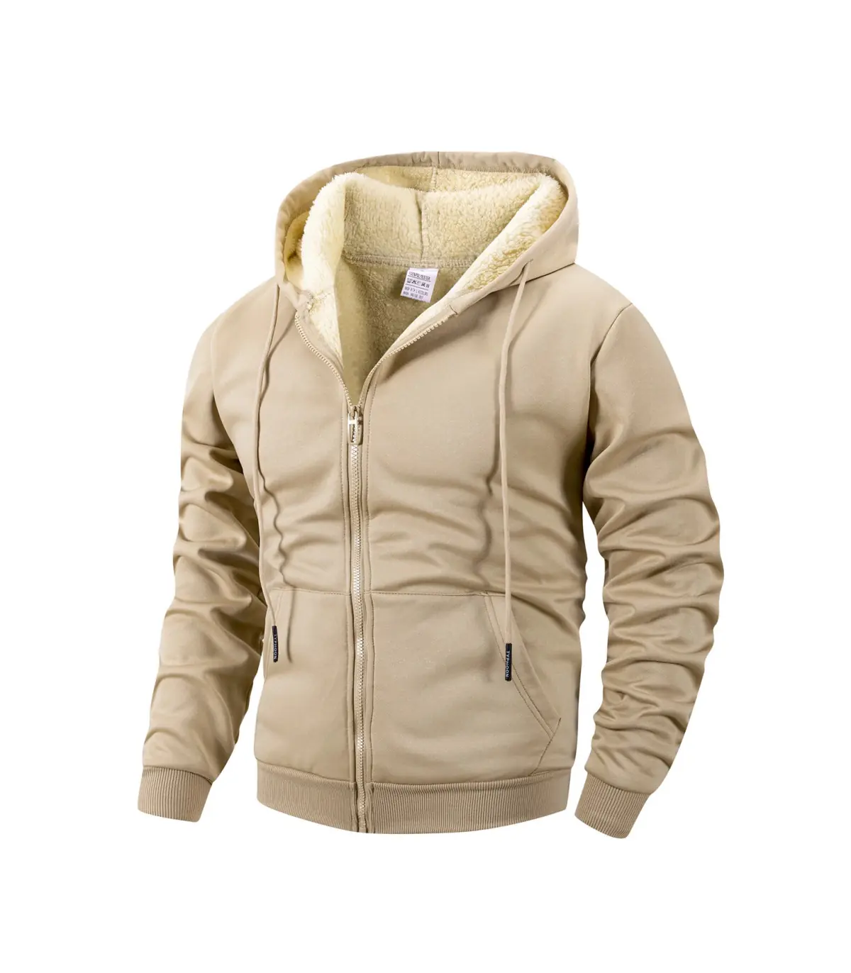 Veste d\'hiver à fermeture éclair pour hommes, polaire chaude, coupe-vent, sweat à capuche, Card