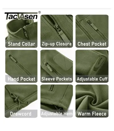 TACVASEN Veste polaire pour homme douce et chaude coupe-vent manteau zippé complet poches zippé
