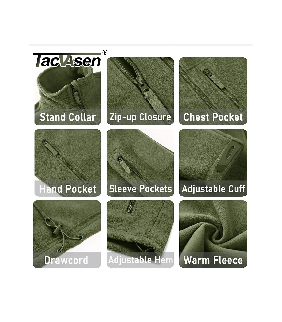 TACVASEN Veste polaire pour homme douce et chaude coupe-vent manteau zippé complet poches zippé