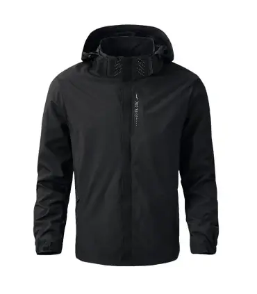 Veste de pluie imperméable légère pour hommes, imperméable d\'extérieur à capuche, veste coupe-v