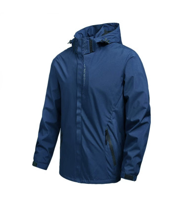 Veste de pluie imperméable légère pour hommes, imperméable d'extérieur à capuche, veste coupe-v