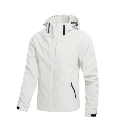 Veste de pluie imperméable légère pour hommes, imperméable d'extérieur à capuche, veste coupe-v