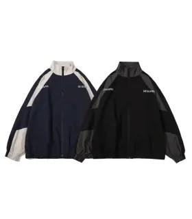 Hip Hop varsité veste hommes haute rue Patchwork couleur noir coupe-vent manteaux femmes printe