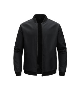 Veste courte ample à col de Baseball pour hommes, couleur unie, manteau fin décontracté d\'affai
