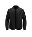 Giacca corta ampia con collo a baseball per uomo, colore unito, cappotto leggero casual d'affari.