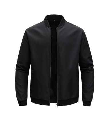 Loose short jacket with Baseball collar for men, solid color, casual thin coat for business