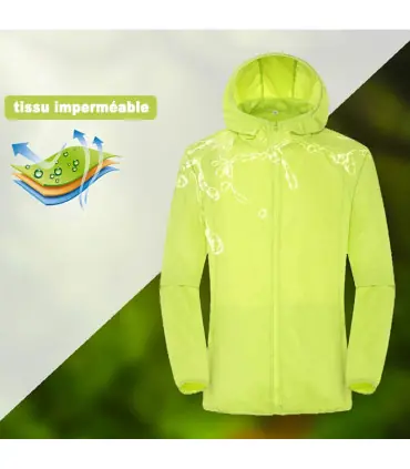 LNGXO Veste de randonnée imperméable unisexe,Homme Femme Camping Pêche Voyage Course à Pied Pro