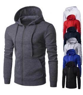 Veste à capuche à manches longues PVD pour hommes, fermeture à glissière, sweat-shirt Slim Fit,