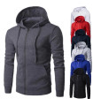 Hooded long-sleeved PVD jacket for men, zip closure, Slim Fit sweatshirt.