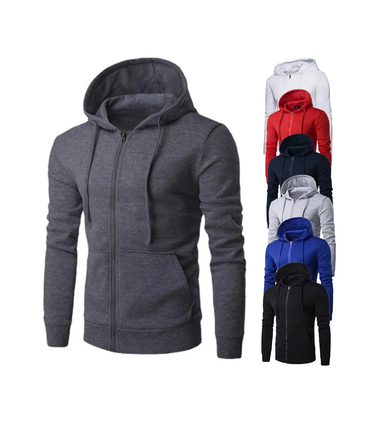 Veste à capuche à manches longues PVD pour hommes, fermeture à glissière, sweat-shirt Slim Fit,