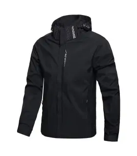 Veste de pluie imperméable légère pour hommes, imperméable d\'extérieur à capuche, veste coupe-v