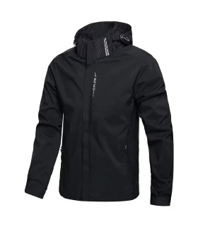 Veste de pluie imperméable légère pour hommes, imperméable d\'extérieur à capuche, veste coupe-v