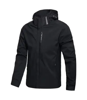 Veste de pluie imperméable légère pour hommes, imperméable d\'extérieur à capuche, veste coupe-v