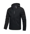 Veste de pluie imperméable légère pour hommes, imperméable d'extérieur à capuche, veste coupe-v