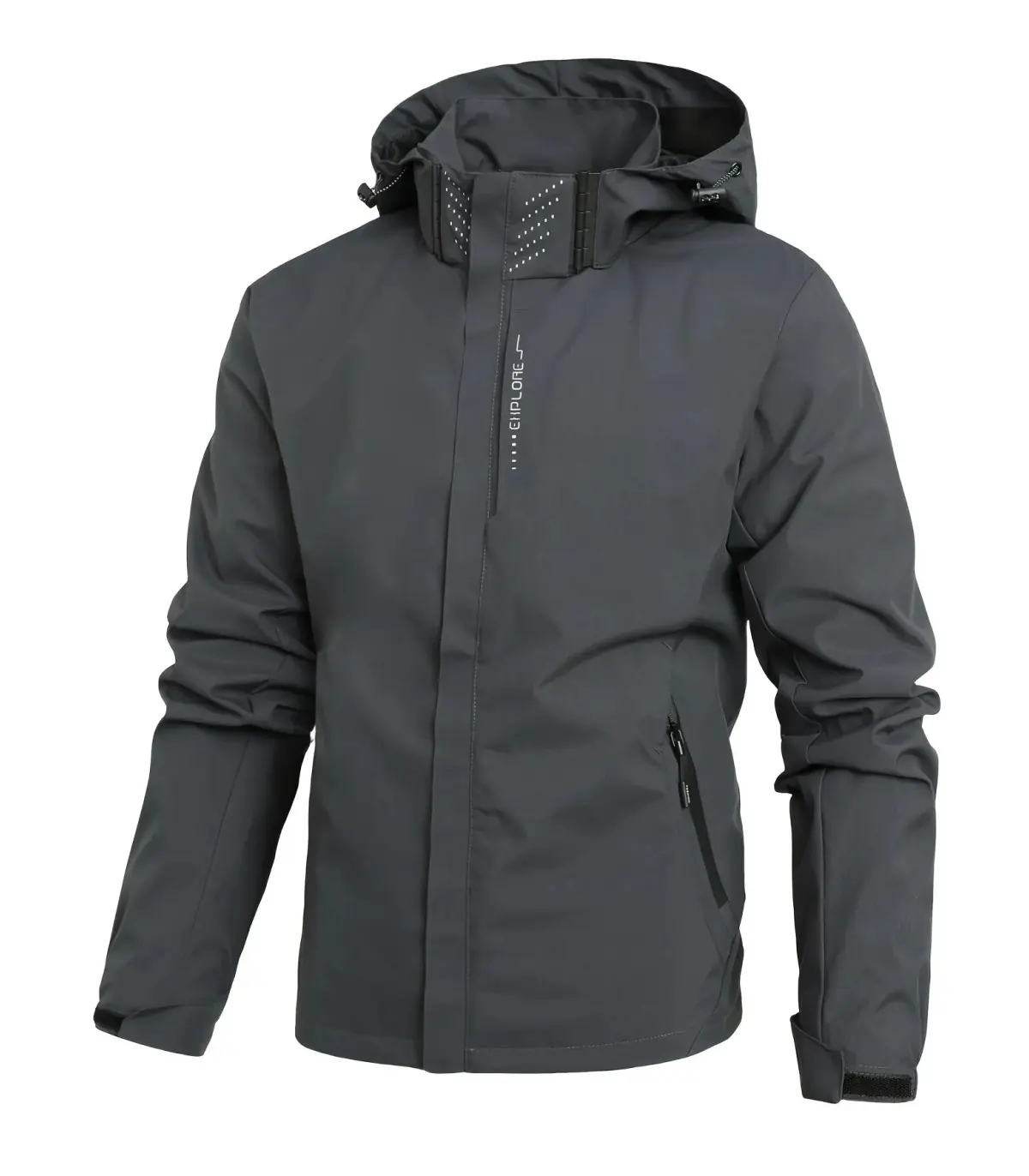 Veste de pluie imperméable légère pour hommes, imperméable d\'extérieur à capuche, veste coupe-v