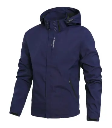 Veste de pluie imperméable légère pour hommes, imperméable d\'extérieur à capuche, veste coupe-v