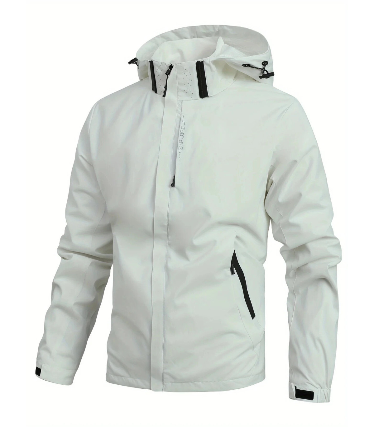 Veste de pluie imperméable légère pour hommes, imperméable d\'extérieur à capuche, veste coupe-v