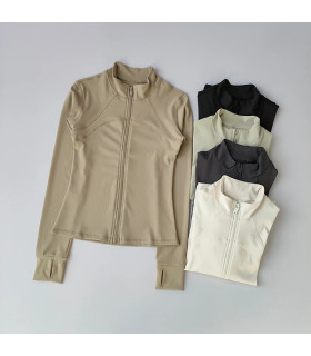 Costume de Yoga pour femmes, haut de gamme, col montant, manches longues, veste de sport, cours