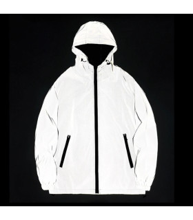 Vestes réfléchissantes de nuit pour hommes, coupe-vent en Double tissu, à capuche, Hip Hop, dan