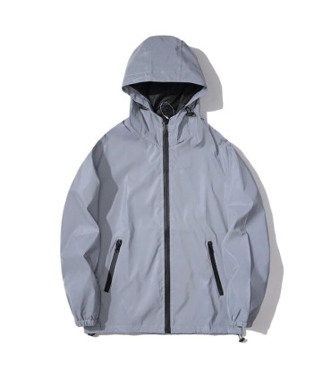 Vestes réfléchissantes de nuit pour hommes, coupe-vent en Double tissu, à capuche, Hip Hop, dan