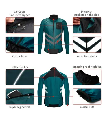 WOSAWE veste de cyclisme coupe-vent maillot de vélo vtt Sport de plein air coupe-vent de cyclis
