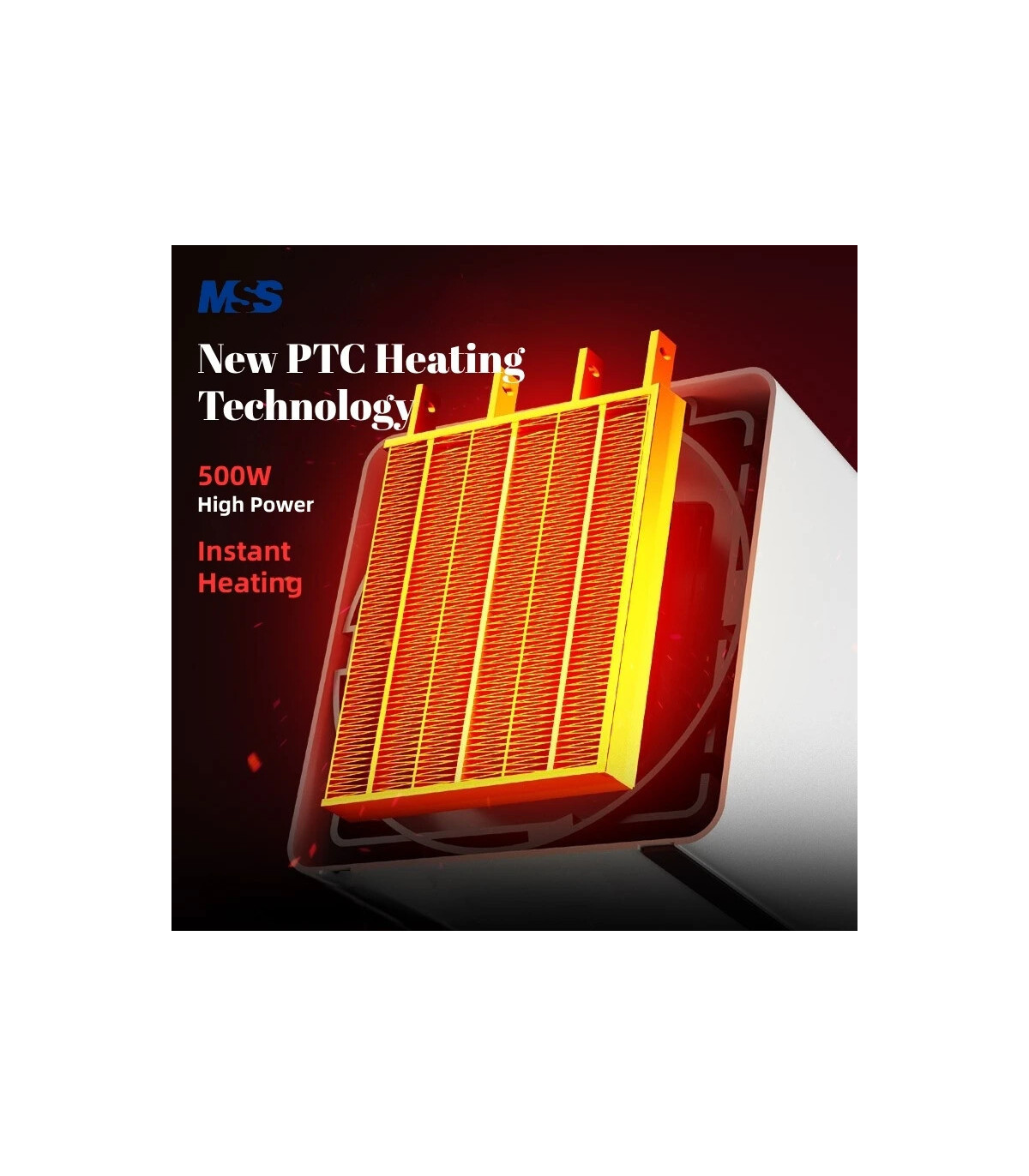 [Black EU] Chauffage électrique portatif de bureau à domicile MSS-souffleur d\'air chaud intelli