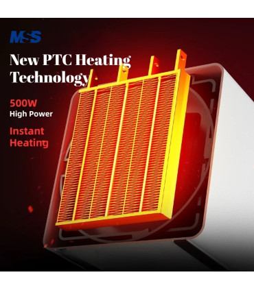 [Silver EU] Chauffage électrique portatif de bureau à domicile MSS-souffleur d\'air chaud intell