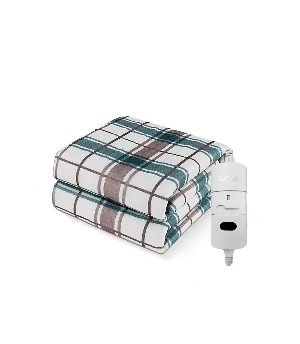 [Gray and Green 70x150CM EU] Couverture chauffante électrique avec thermostat automatique, mate