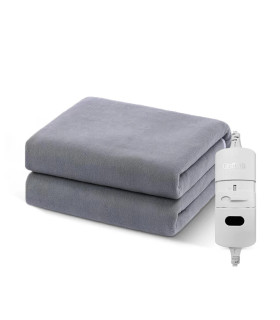 [Gray 70x150CM EU] Couverture chauffante électrique avec thermostat automatique, matelas de lit