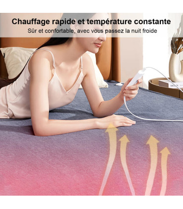 [Gray 70x150CM EU] Couverture chauffante électrique avec thermostat automatique, matelas de lit