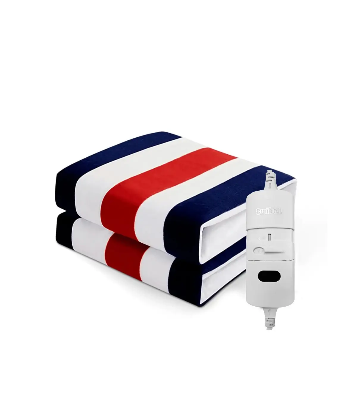 [Red and Blue 120x150CM EU] Couverture chauffante électrique avec thermostat automatique, matel