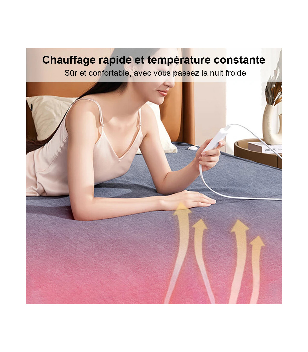 [Red and Blue 120x150CM EU] Couverture chauffante électrique avec thermostat automatique, matel