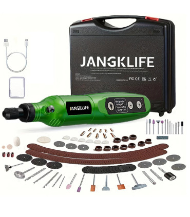 [Green-115pcs] JANGKLIFE USB Kit d\'outils rotatifs sans fil stylo de gravure sur bois bricolage