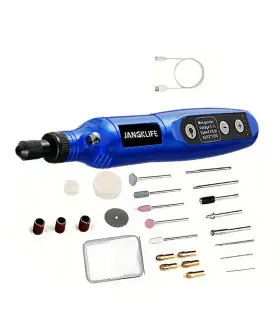 [Blue-24pcs] JANGKLIFE USB Kit d\'outils rotatifs sans fil stylo de gravure sur bois bricolage p