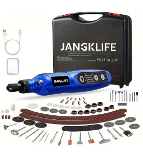 [Blue-115pcs] JANGKLIFE USB Kit d\'outils rotatifs sans fil stylo de gravure sur bois bricolage 