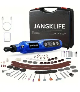 [Blue-115pcs] JANGKLIFE USB Kit d\'outils rotatifs sans fil stylo de gravure sur bois bricolage 