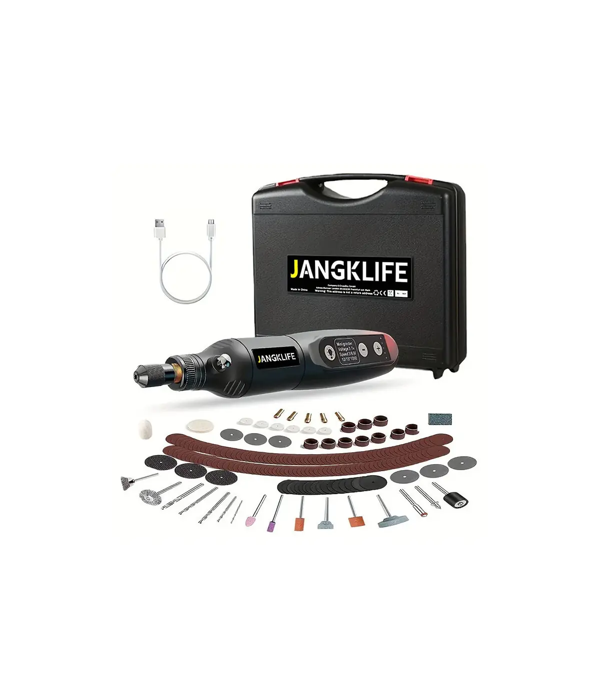 [Black-115pcs] JANGKLIFE USB Kit d\'outils rotatifs sans fil stylo de gravure sur bois bricolage