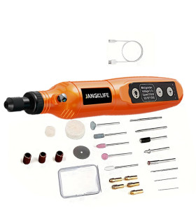 [Orange-24pcs] JANGKLIFE USB Kit d\'outils rotatifs sans fil stylo de gravure sur bois bricolage