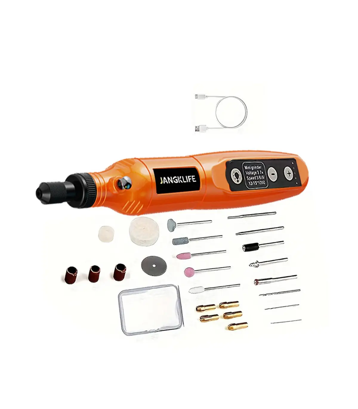 [Orange-24pcs] JANGKLIFE USB Kit d\'outils rotatifs sans fil stylo de gravure sur bois bricolage