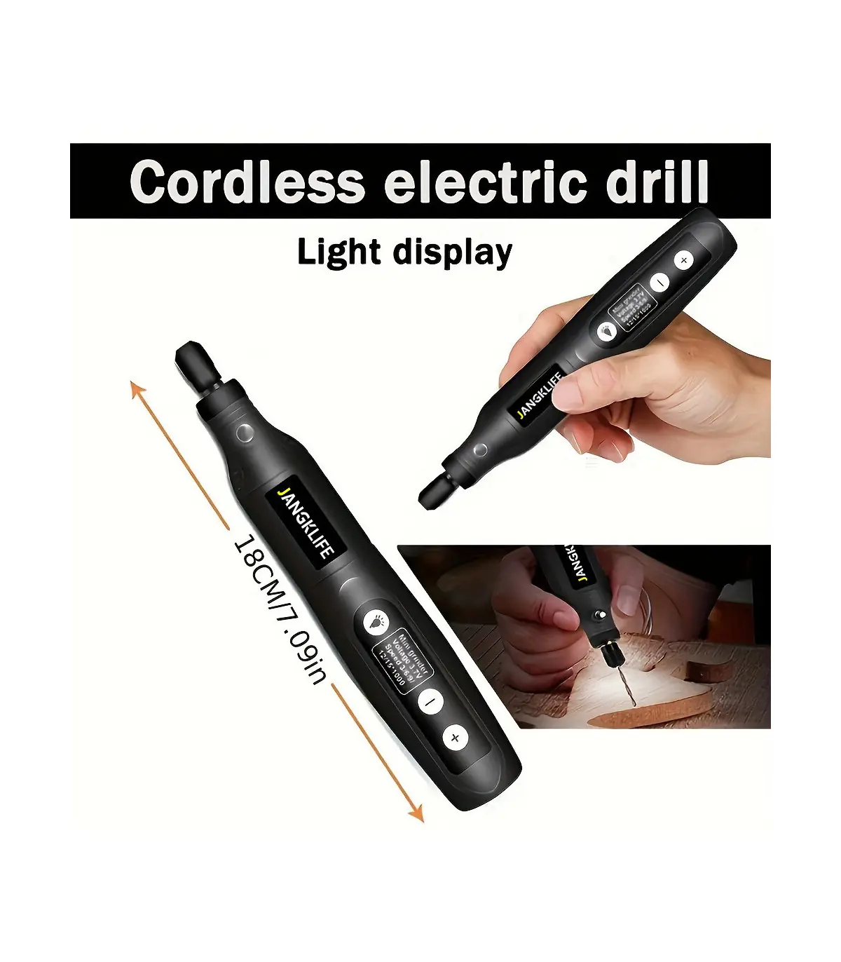 [Orange-24pcs] JANGKLIFE USB Kit d\'outils rotatifs sans fil stylo de gravure sur bois bricolage