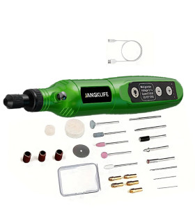 [Green-24pcs] JANGKLIFE USB Kit d\'outils rotatifs sans fil stylo de gravure sur bois bricolage 