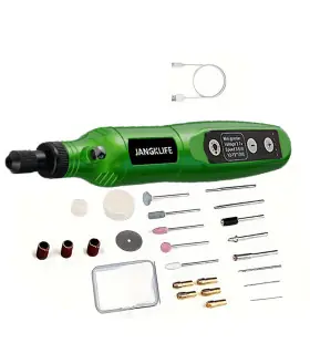 [Green-24pcs] JANGKLIFE USB Kit d\'outils rotatifs sans fil stylo de gravure sur bois bricolage 